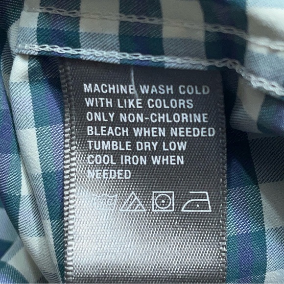 Onward Reserve Performance Button Down Shirt Mens Size Medium Blue Ivory Checked - Picture 9 of 16
